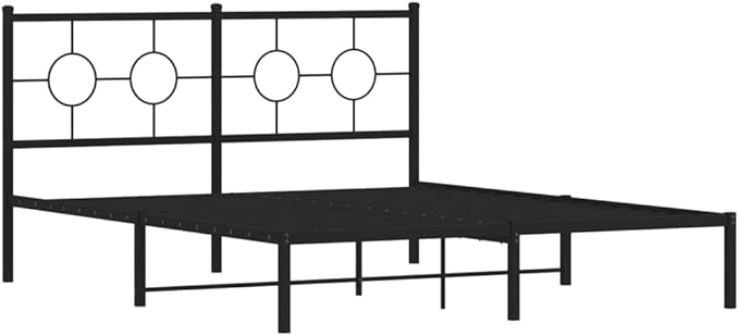 vidaXL Bed Frame Black Steel 59x79 in King Size Industrial Bed Frame
