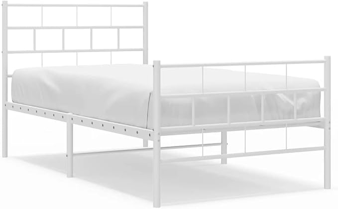 White Twin Metal Bed Frame 81.5 x 41.1 x 35.4 in, Modern Platform Bed Frame with 10.2 in Under-Bed Storage, Powder-Coated Steel for Adult Guest Bedroom
