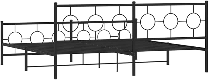 vidaXL Bed Frame Black Powder-Coated Steel Full Bed Frame Rectangular