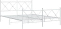 vidaXL White Steel Double Bed Frame with Headboard/Footboard - 81.5"x61.4"x35.6" for Mattress 59.1"x78.7"