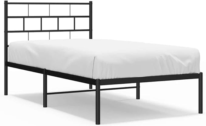 Black Single Metal Bed Frame 39.4 x 74.8 in Modern Steel Platform for Bedroom, 330 lb Load, 11.8 in Under-Bed Storage, Easy Assembly for Adult Sleepers