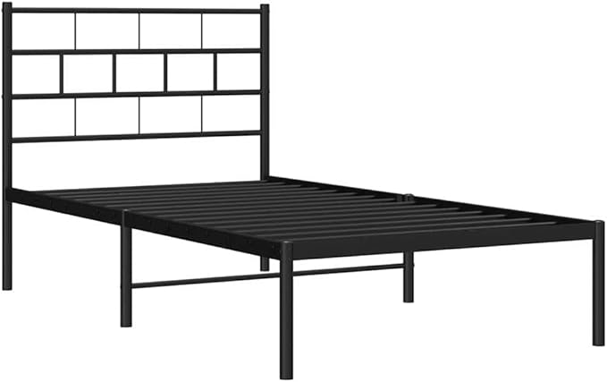 Black Single Metal Bed Frame 39.4 x 74.8 in Modern Steel Platform for Bedroom, 330 lb Load, 11.8 in Under-Bed Storage, Easy Assembly for Adult Sleepers