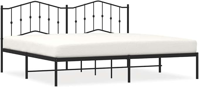 Modern Black Metal Bed Frame with Sturdy Steel Construction, 76x80 Inch Queen Size Platform Bed Frame with Slat Support for Mattress, Easy Assembly Indoor Bedroom Furniture