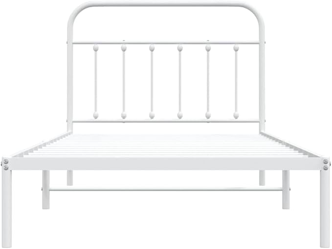 Bed Frame White Steel Twin Bed Frame Rectangular Industrial headboard Bedroom Furniture for Guest Room