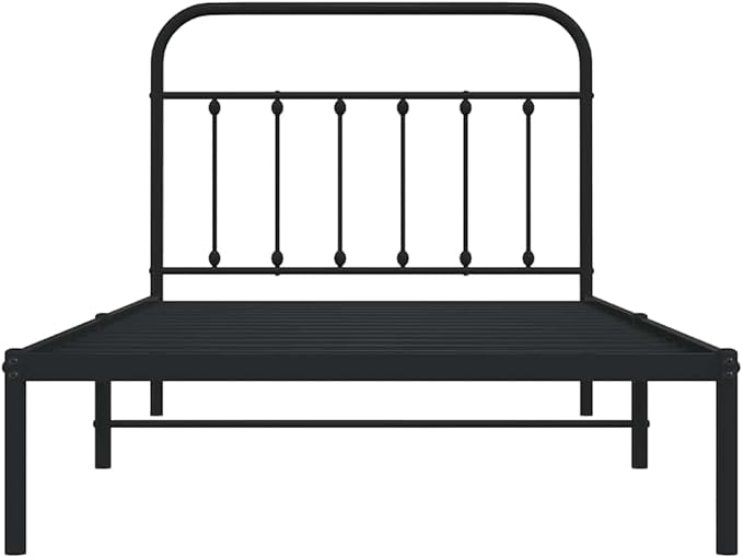 Bed Frame Black Powder-Coated Steel headboard Bed Frame for Bedroom 39.4x78.7 in