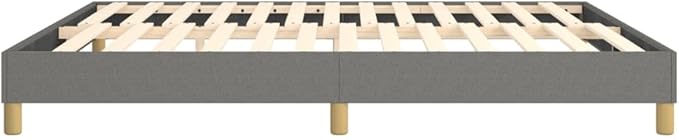 Bed Frame Dark Gray Polyester, Plywood, Engineered Wood King Furniture Bed Frame for Hotel Apartment