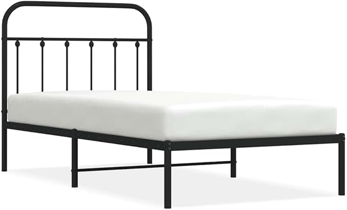 Bed Frame Black Powder-Coated Steel Twin Bed Frame Rectangular headboard Bedroom Furniture for Living Room