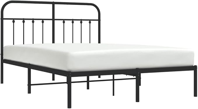 Bed Frame Black Steel Bed Frame Bedroom Furniture for Guest Room 55.1x78.7 in Metal Rectangular
