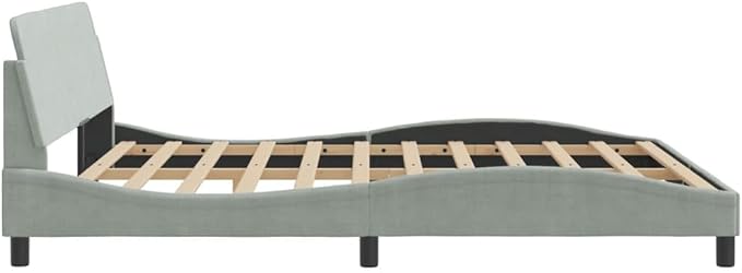 Light Gray Velvet Bed Frame with Storage, Modern Single Size Upholstered Platform for Small Spaces Light Gray, 74.0 x 90.9 x 29.3 in
