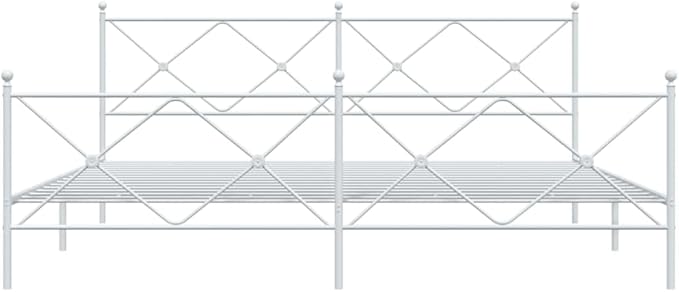 vidaXL Bed Frame White Steel 76 x 80 in Bed Frame Rectangular