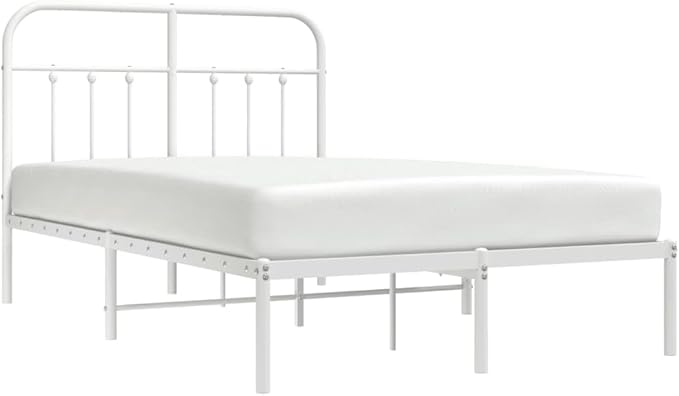 Bed Frame White Powder-Coated Steel Double Bed Frame headboard Bedroom Furniture for Living Room