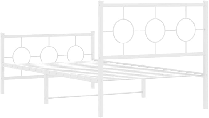 vidaXL Bed Frame White Steel Twin Bed Frame Rectangular Industrial