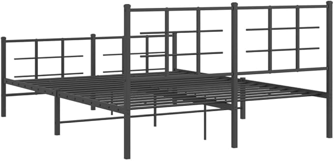 Modern King Size Metal Bed Frame with Footboard and Under Bed Storage Space, Sturdy Powder-Coated Steel Construction for Bedroom, Easy Assembly with