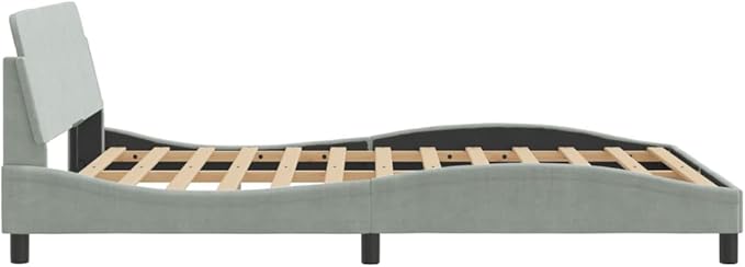 Light Gray Velvet Bed Frame with Storage, Modern Single Size Upholstered Platform for Small Spaces Light Gray, 55.9 x 81.9 x 29.3 in
