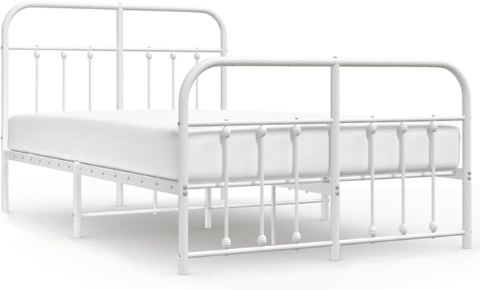 Bed Frame White Powder-Coated Steel Double Bed Frame headboard Bedroom Furniture for Bedroom