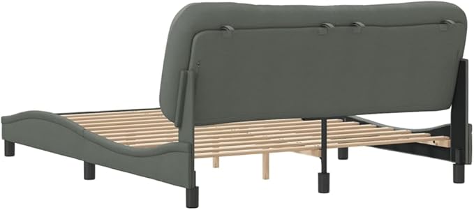 Bed Frame Dark Grey Polyester Queen Decorative Inlays Bed Frame Bed for Hotel Bedroom