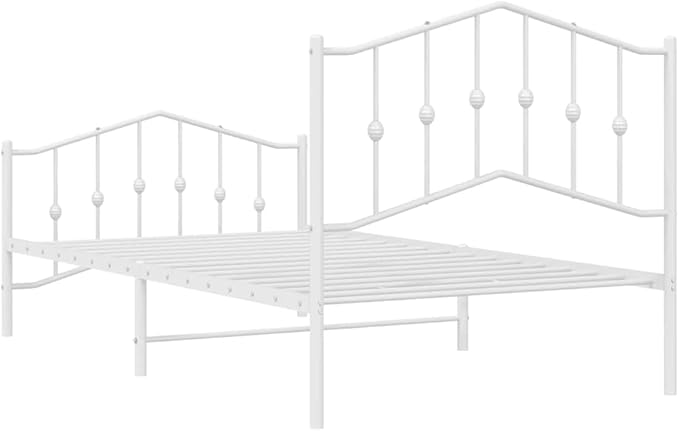 Modern Minimalist Bed Frame with Storage, Sturdy Steel Construction, Bright White Finish, 41.3in x 77.2in Size for Adult and Guest Rooms