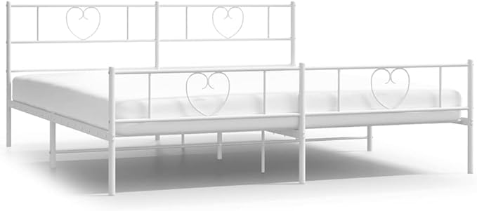 Modern White Double Metal Bed Frame with Underbed Storage Space, Sturdy Durable Structure for Adults, Minimalist Design Bedroom Furniture for Guest Room or