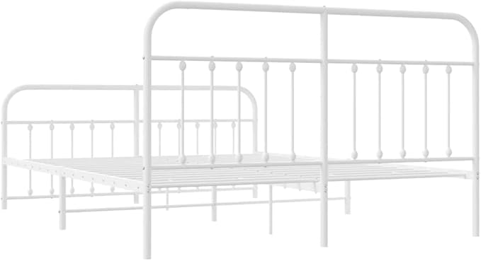 Bed Frame White Steel Double Bed Frame Rectangular Industrial headboard Bedroom Furniture for Bedroom