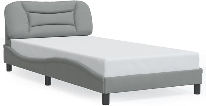 Bed Frame Light Grey Bed Frame Queen Size Double Bed for Hotel Apartment