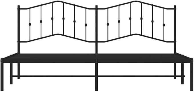 Modern Black Metal Bed Frame 76x80 Inches, Sturdy Steel Platform Bed with Slat Support, Easy Assembly Indoor Bedroom Furniture for Mattress Foundation