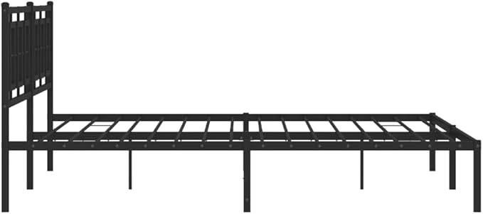 vidaXL Metal King Bed Frame with Headboard - 76"x79.9" - Black Steel Construction for Bedroom Furniture