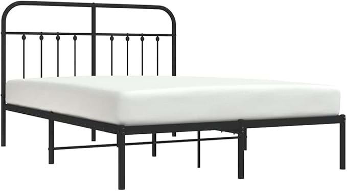 Bed Frame Black Powder-Coated Steel Queen Bed Frame headboard for Living Room 59.1x78.7 in