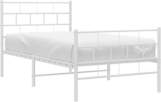 White Twin Metal Bed Frame 81.5 x 41.1 x 35.4 in, Modern Platform Bed Frame with 10.2 in Under-Bed Storage, Powder-Coated Steel for Adult Guest Bedroom