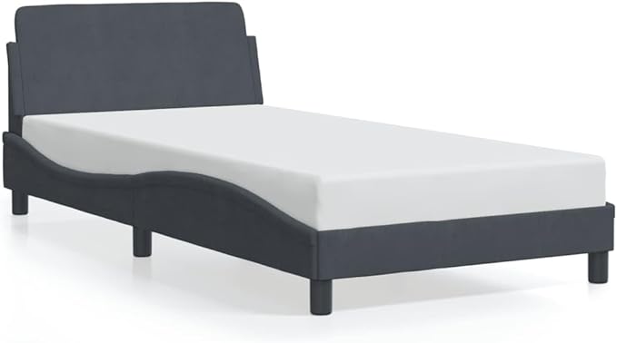 Light Gray Velvet Bed Frame with Storage, Modern Single Size Upholstered Platform for Small Spaces Dark Gray, 41.3 x 85.8 x 29.3 in