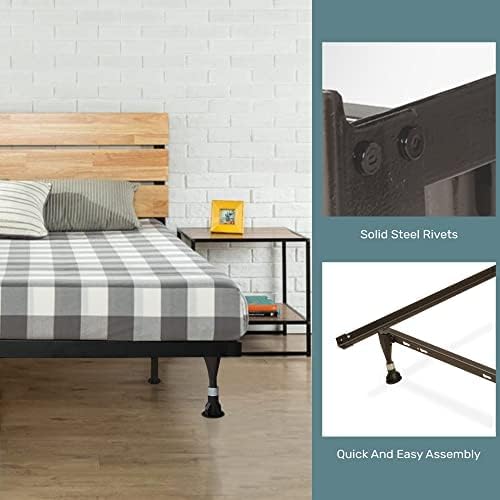 Greaton, Advanced Bed Frame with Wheels | Single Angle Iron Center Support, Re-Rolled Rail Steel, Locking Wheels on Rug Rollers, Double Riveted 6 Steel Legs, Fits California King