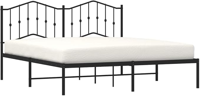 King Size Metal Bed Frame with Powder-Coated Steel, Modern Sleek Design for Bedroom or Guest Room, Durable and Easy to Clean, Supports Mattress Securely for Comfortable Sleep