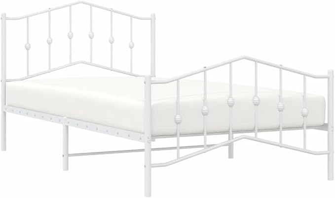 Classic White Metal Bed Frame with Sturdy Steel Construction, Twin Size Platform Base for Modern Bedroom and Guest Room Decor
