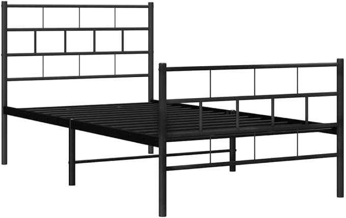Twin Metal Bed Frame 81.5 x 41.1 x 35.4 in Black Powder-Coated Steel, Modern Platform Design, Sturdy Support for Kids, Guest or Dorm Room
