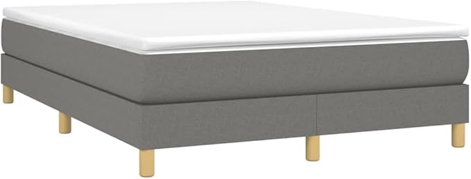 Bed Frame Dark Gray Fabric (100% Polyester), Plywood, Engineered Wood Furniture Double Bed for Apartment Bedroom