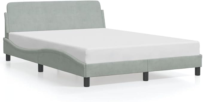 Light Gray Velvet Bed Frame with Storage, Modern Single Size Upholstered Platform for Small Spaces Light Gray, 55.9 x 81.9 x 29.3 in