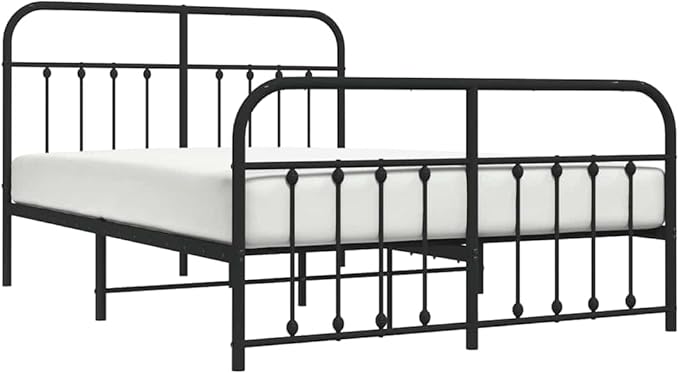 Bed Frame Black Powder-Coated Steel Double Bed Bed Frame headboard Bedroom Furniture for Living Room