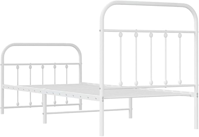 Bed Frame White Powder-Coated Steel Single Bed Frame Bedroom Furniture headboard for Living Room
