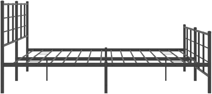 Modern Double Metal Bed Frame with Footboard and Underbed Storage, Sturdy Mattress Support Platform for Bedroom, Black Powder-Coated Finish, Space-Saving