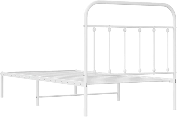 Bed Frame White Powder-Coated Steel Twin Bed Frame Rectangular headboard Bedroom Furniture for Bedroom