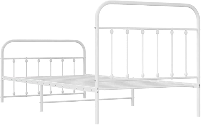 Bed Frame White Powder-Coated Steel Single Bed Frame Bedroom Furniture headboard for Living Room