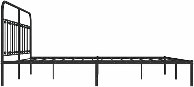Bed Frame Black Steel Bedroom Furniture Bed Frame for Guest Room 76.0 x 80.0 in Rectangular