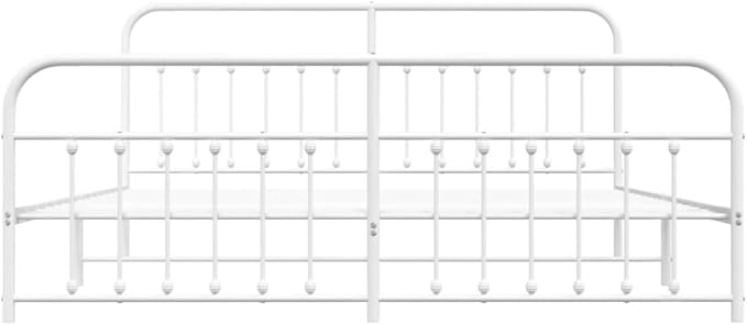 Bed Frame White Steel Bed Frame headboard for Bedroom 79x79 in Rectangular