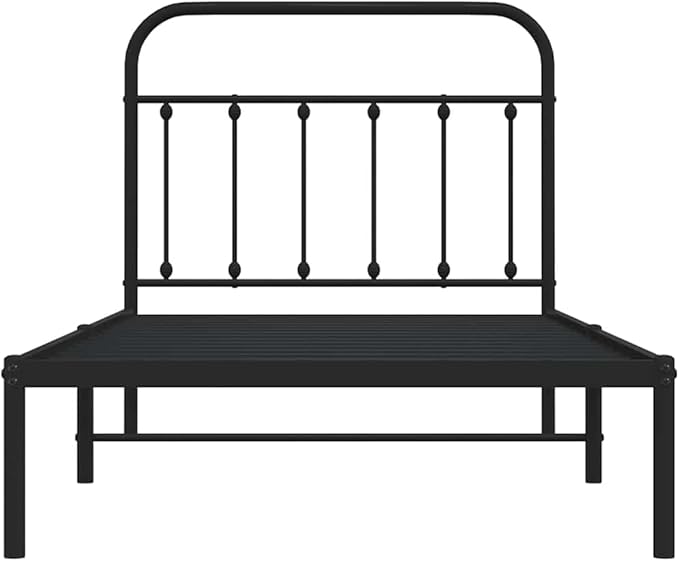Bed Frame Black Powder-Coated Steel Twin Bed Frame Rectangular headboard Bedroom Furniture for Living Room