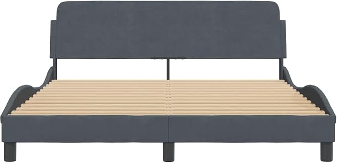 Light Gray Velvet Bed Frame with Storage, Modern Single Size Upholstered Platform for Small Spaces Dark Gray, 61.8 x 85.8 x 29.3 in