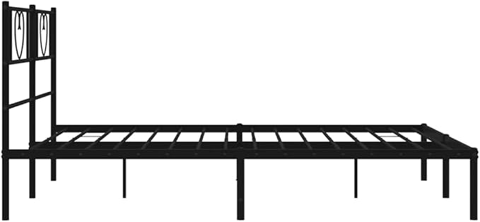 Modern Full Bed Frame with Storage, Sturdy Headboard, and Sleek Black Powder-Coated Steel Design for Adults and Guest Rooms