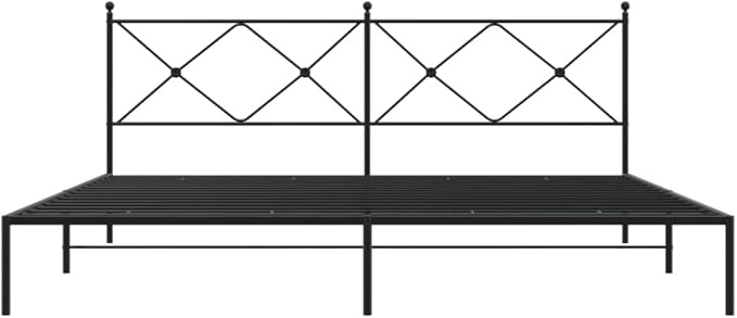 Modern Black Double Metal Bed Frame with Headboard, Sturdy Steel Construction for Two, Easy Assembly and Compact Size 78.0 x 81.5 x 35.6 Inches