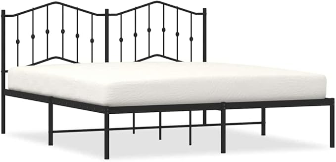 King Size Metal Bed Frame with Powder-Coated Steel, Modern Platform Bed Base for Master Bedroom or Guest Room, Durable and Sleek Design with Roomy Comfort and Easy Care