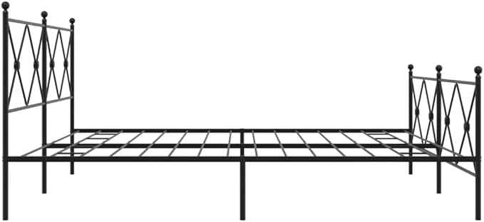 vidaXL King-Size Metal Bed Frame with Headboard/Footboard - Black, 81.5"x78"x35.6", Steel Construction, Extra Underbed Storage