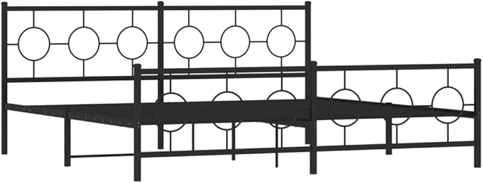 vidaXL Bed Frame Black Powder-Coated Steel Full Bed Frame Rectangular