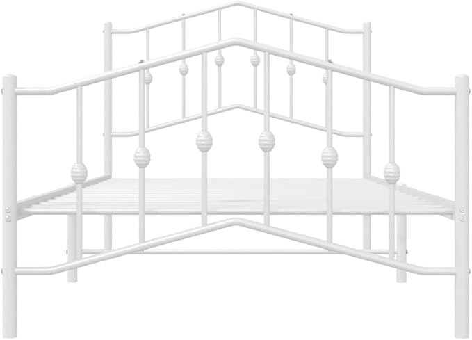 Modern Minimalist Bed Frame with Storage, Sturdy Steel Construction, Bright White Finish, 41.3in x 77.2in Size for Adult and Guest Rooms